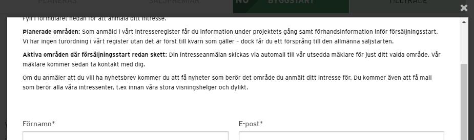 4. Utvecklingsförslag I följande avsnitt presenterar jag några förslag på förbättringar för Mark & Bostads webbplats.