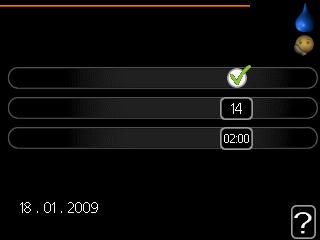 tillsammans med elpatronen med jämna mellanrum under kort tid höja temperaturen på varmvattnet. Du kan ställa in hur lång tid som ska gå mellan höjningarna av varmvattentemperaturen.