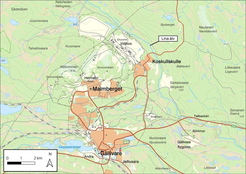209-04-6 9-M7 7 (54) 2 Beskrivning av verksamheten LKAB:s gruvindustriområde i Malmberget/Vitåfors är beläget i Gällivare kommun som har cirka 8 000 invånare och ligger i Norrbottens län.