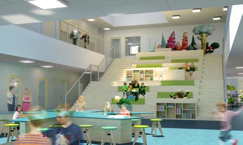 AB ÄNGELHOLMSLOKALER Så här kan trappan på Villanskolan se ut. Skissen är framtagen av White arkitekter. med fokus på utveckling och långsiktigt ägande.