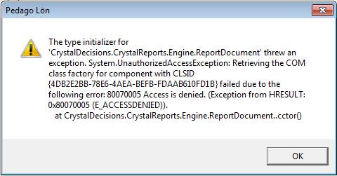 2.5 Rapportverktyget Crystal Reports runtime OBS! Pedago lön kräver Crystal Reports runtime 21 eller senare (13_0_21).