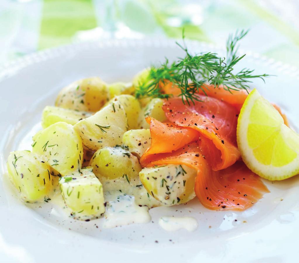 RECEPT 1 20 MIN 385 kcal/port. Energi från: Fett 28% Kolhydrater 40% Protein 32% Gravad lax med dillstuvad potatis Härlig klassisk husman med mycket smak.