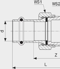 WS = hylsnyckelstorlek Sanpress övergångsstycke Modell 2265 Art nr d R Z L WS1 WS2 291 372