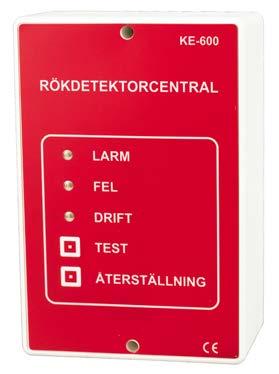 KE-600 R5 KONTROLLENHET FÖR RÖKDETEKTORER för branddörrstängning, utrymningslarm, brandspjäll, rökluckor etc Rök TEKNISKA DATA Matningsspänning: Strömförbrukning i normaldrift: 230VAC/24VDC 15 VA för