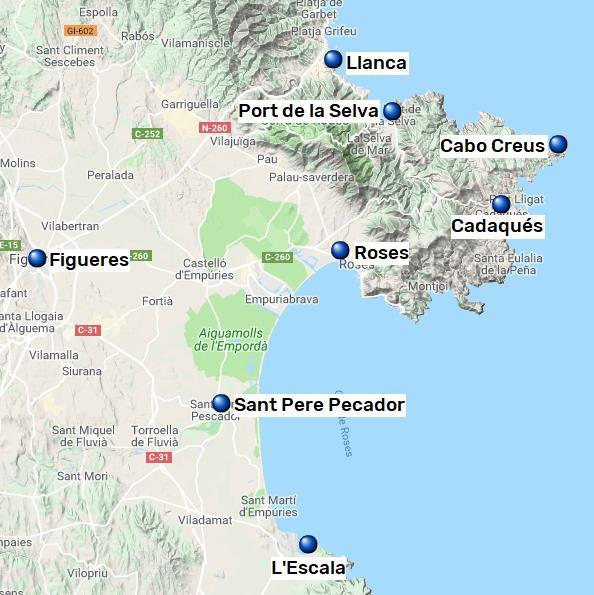 Costa Brava, Figueres Llançà, 7 nätter 7(7) Costa Brava Vandringen följer i huvudsak leden GR-92, men bitvis går leden även längs GR-11 och Camí de Ronda.