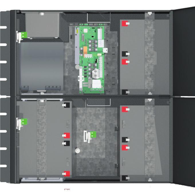 Montering av batteribox på batteribackup Genom att koppla till extra batteriboxar till en batteribackup kan reservdrifttiden utökas.