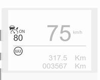 tryckning ändrar hastigheten i små steg, en lång tryckning ändrar den i stora steg. Den inställda hastigheten visas på förarinformationscentralen.