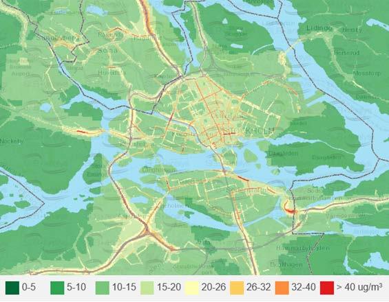 Low Emission Zones in Europe Figure 2.6: Concentration map for NO 2 of Stockholm. Source: SLB-analys on assignement for Östra Sveriges Luftvårdsförbund 2.1.