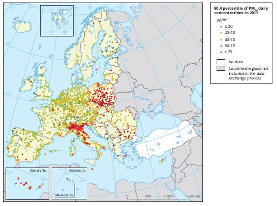 Low Emission Zones in Europe Figure 3.1: Maximum NO 2 and PM 10 levels in EU Member States were exceedances occurred in 2014.