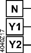 Anslutningsplintar SAX31.. AC 230 V, 3-läges Systemnoll (SN) Styrsignal (ställdonets spindel rör sig utåt) Styrsignal (ställdonets spindel rör sig inåt) SAX61.