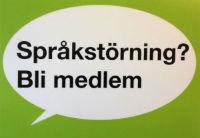 Vykort Språkstörning? Bli medlem På baksidan kort information om språkstörning och länk till webbplats.