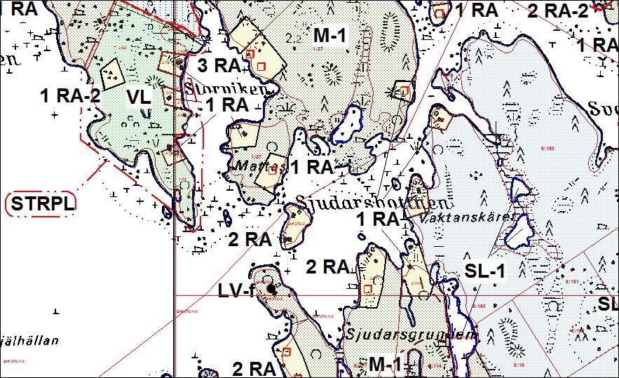 4 Stranddetaljplaner Figur 5: Stranddelgeneralplan, planeringsområdet omringat med rött.