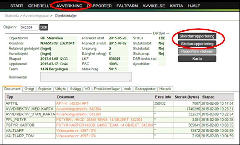 PROLOG för maskinlag Rapportering Skördarrapportering Om man inte befinner sig på en avverkningsplats med täckning för PRI-rapportering måste man rapportera vad som avverkats via webben.