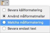 8.2 Klistra in rubriker och brödtext 1. Skapa ett tomt stycke i måldokumentet och formatera det med Brödtext/Bodytext. 2. Ställ markören i det nya stycket och klistra in texten. 3.