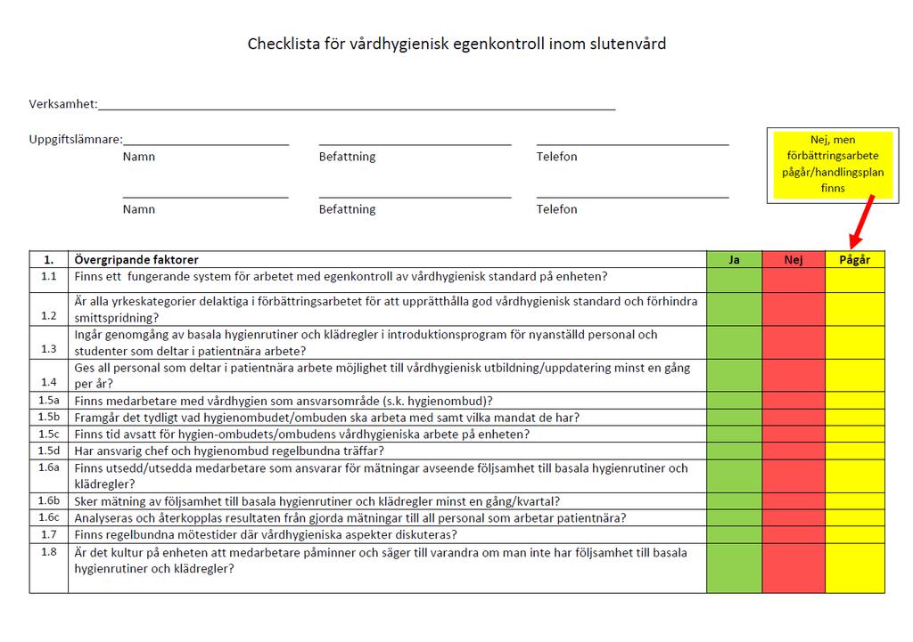 Hygiensköterskorna har ordet I Region Dalarnas hygienkommitté har beslut fattats att samtliga sjukvårdande verksamheter inom slutenvården (avdelningar) ska genomföra vårdhygienisk egenkontroll en