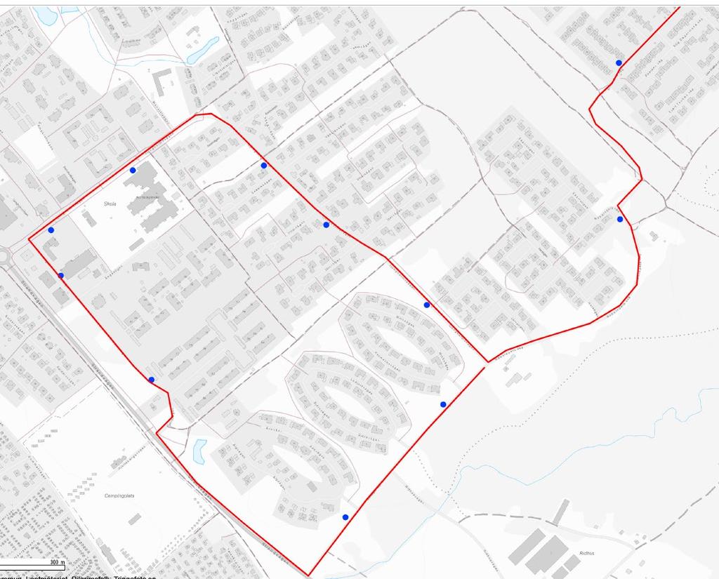 Nabolagets väg trafikeras av buss 3 som kör från Falkenbergs centrum till Hjortsberg. I Hjortsberg kör bussen i en slinga (medsols) och sedan återvänder till centrum, se figur 6.