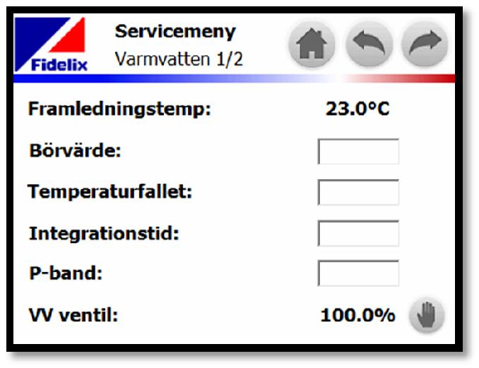 4 SERVICEMENYN Du öppnar servicemenyn genom att peka på serviceikonen huvudmenyn. Lösenordet för servicemenyn är 2.