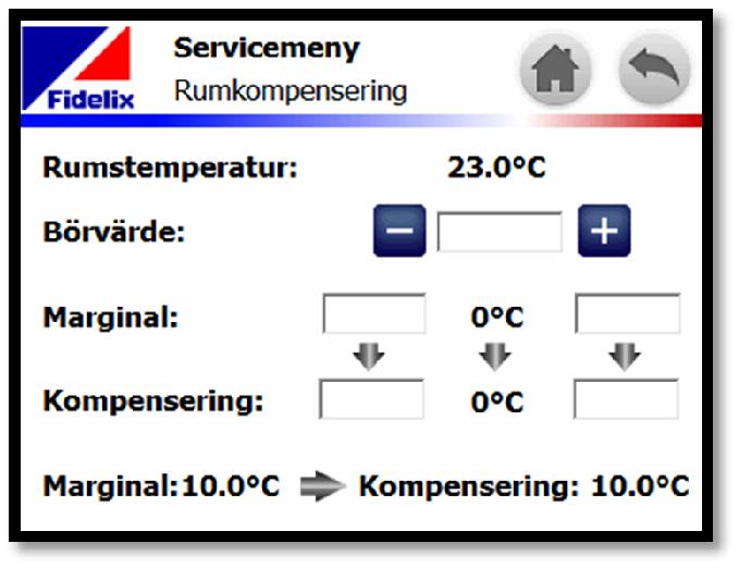 Du kan använda på pilknapparna för att ange om en reglerkurva med fem, sju eller nio punkter ska användas för värmekretsen.