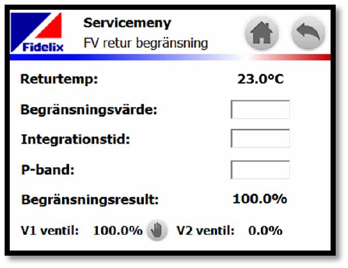 4.3 FJÄRRVÄRME (SERVICEMENYN) Du öppnar serviceinställningssidan för fjärrvärme genom att peka på fjärrvärmeikonen på servicemenyn.