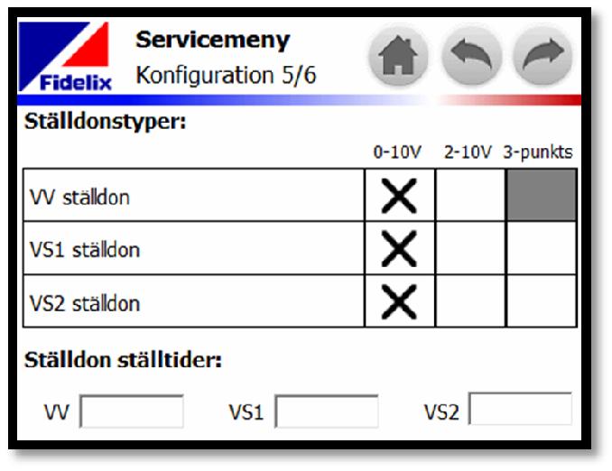På sidan 5 anger du vilka typer av ställdon som används. Styrspänningarna 0 10 V eller 2 10 V kan användas för ställdonet för tappvarmvatten (LV).