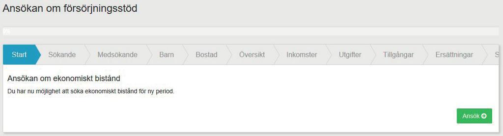 ANSÖKAN För att fylla i ansökningsuppgifterna klicka på Ansök.