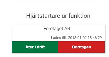 Uppgifterna stämmer, men hjärtstartaren är tillfälligt ur funktion 1. Klicka på uppgifterna stämmer, men hjärtstartaren är tillfälligt ur funktion 2.