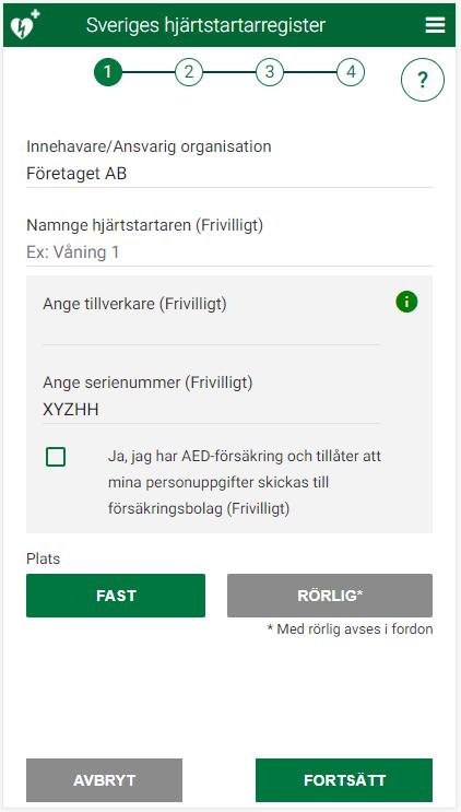 Ändra uppgifter (Steg 1) 1. Klicka på knappen för Ändra uppgifter 2. Du hamnar i redigeringsflödet som är uppdelat i fyra steg. 3.