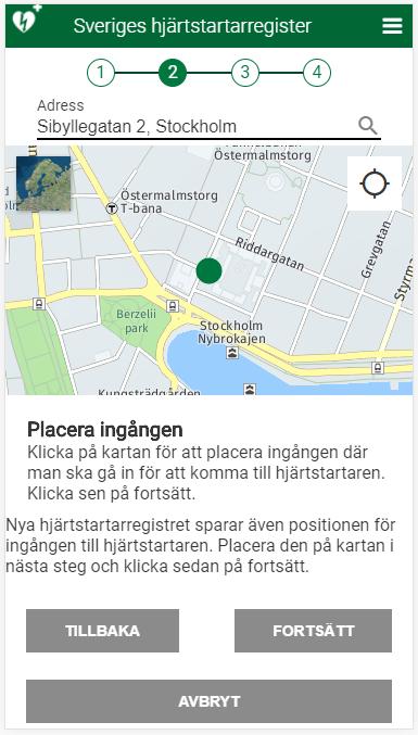 Ändra uppgifter (Steg 2) 1. 2. Om du tidigare placerat ingången på kartan kan du byta direkt till sida 7 i guiden. OBS!