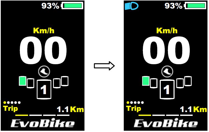 Med en snabb knapptryckning på M -knappen så ändrar man distansläge. Välj mellan Trip -> ODO -> Time -> Power. 1.