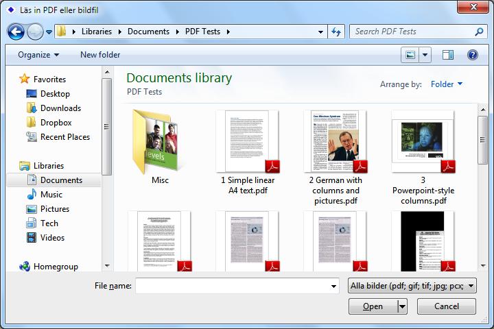 Skanna från PDF/Fil (Konvertera en bild- eller pdf-fil till text) Detta är användbart för oåtkomliga PDF-filer som inte går att få upplästa i Adobe Reader, ClaroRead eller Accessible PDF.