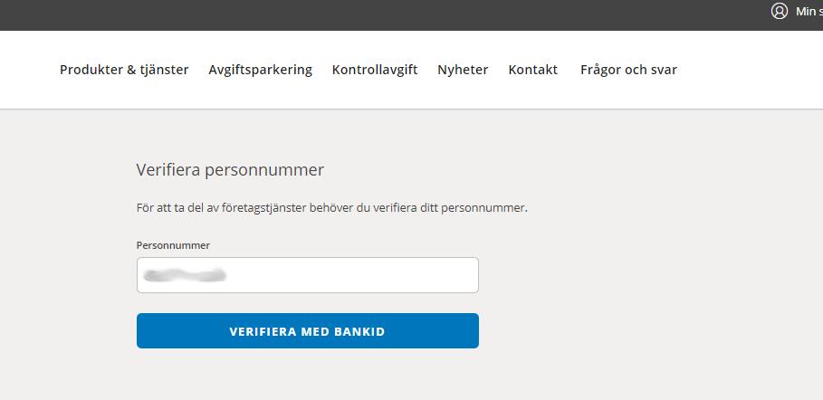 3. Ange ditt personnummer och verifiera det med BankID.