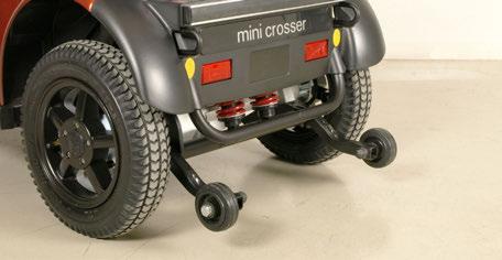 Tippskydd/stödhjul Mini Crossern är ett väldigt stabilt fordon. MEN vid felaktig viktfördelning eller ovarsam körning finns risk att man välter.