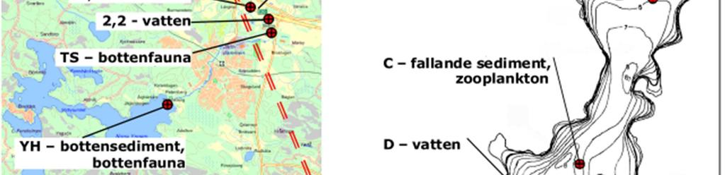 Turingens djuphåla, C = Centrala Turingen, N = Norra Turingen, L = Lilla Turingen, U = Utloppsån