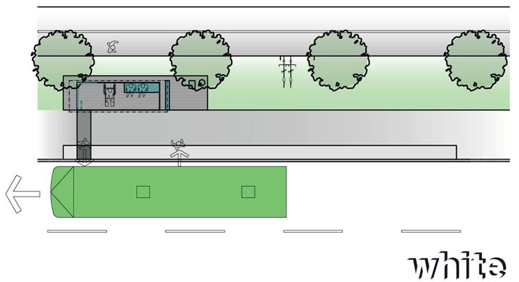 Figur 68. Planskiss på hållplatsen. 2.2.4 Plattform Plattformen ska ha en plan, hård och jämn yta, samt tillräcklig storlek med hänsyn till det antal bussar och resenärer som använder hållplatsen.