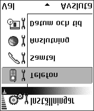 Verktyg Figur 12 Huvudvyn för Inställningar. Telefon- inställningar Allmänt Språk Du kan ändra språk för texterna som visas.