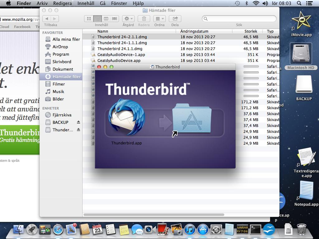 Dubbelklicka på kortaste filnamnet. Du får nu upp en dialogruta med en ikon för Thunderbird.