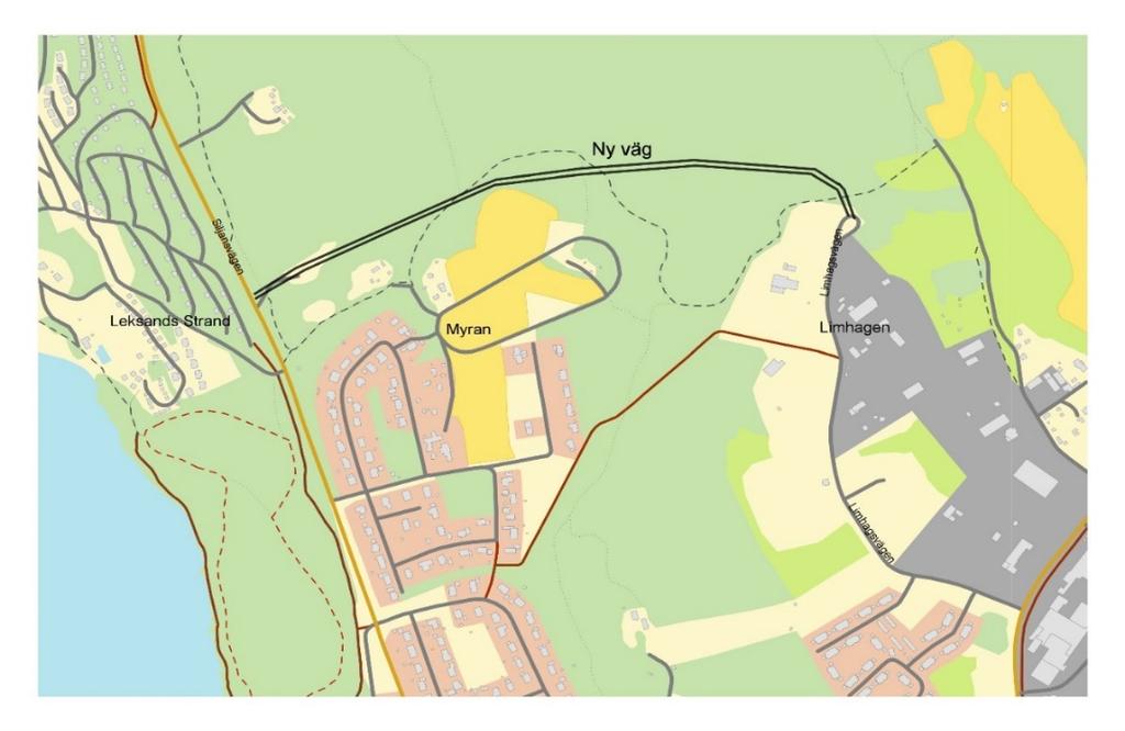 1(1) 5 Dnr 2019/64 Vägnamn på nya vägen mellan Limhagen och Siljansvägen Beskrivning av ärendet Den förskola som är under byggnation i norra delen av Myran-området försörjs av ny väg mellan Limhagen