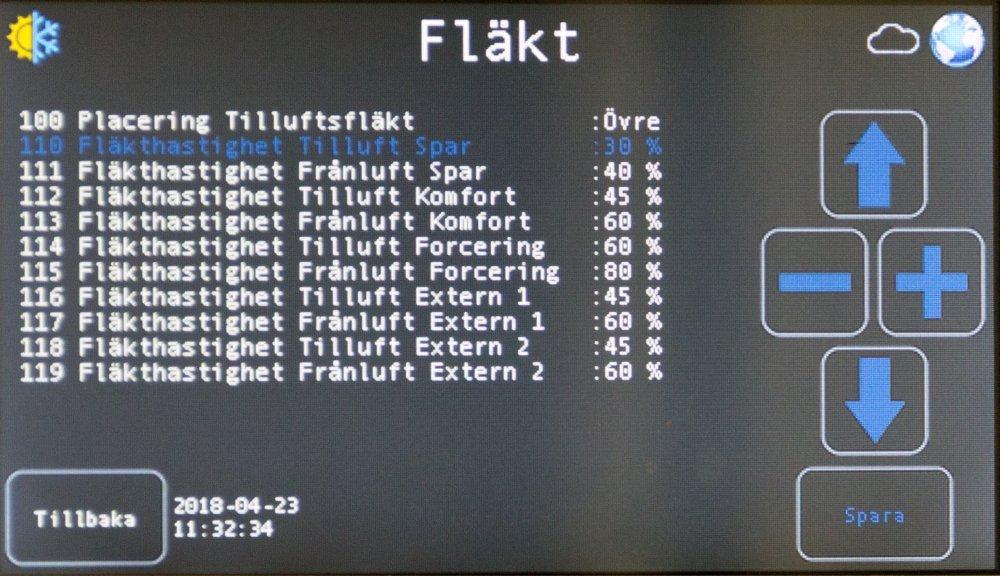 *Parameter 100 ändras bara på toppanslutna aggregat samt A600S/T och A900S/T.