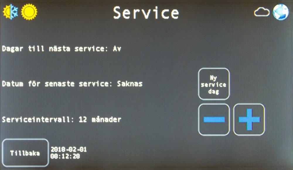 Steg 3 Ange serviceintervall i antal månader eller ställ av servicepåminnelse.