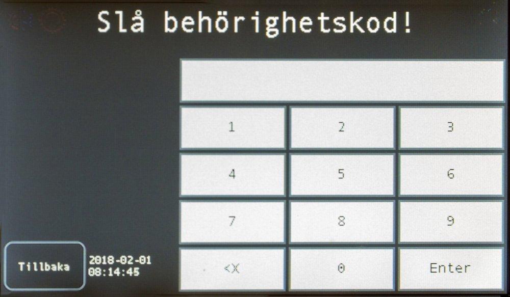 Steg 3 Slå behörighetskod.