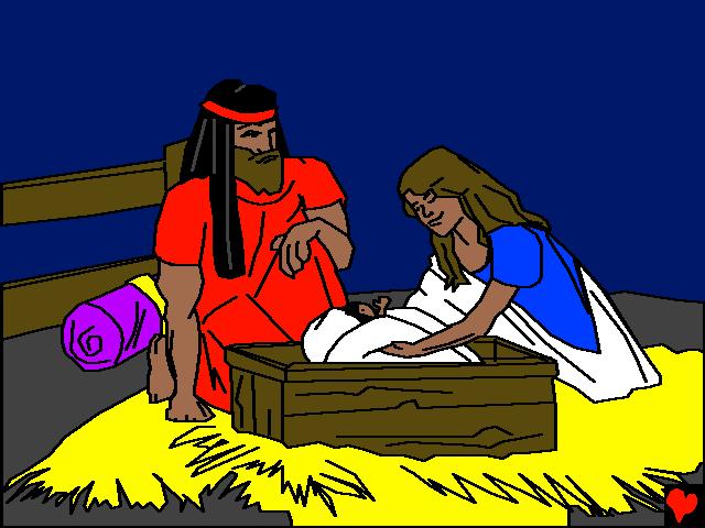 Till slut hittade Josef ett stall. Där föddes Jesusbarnet.