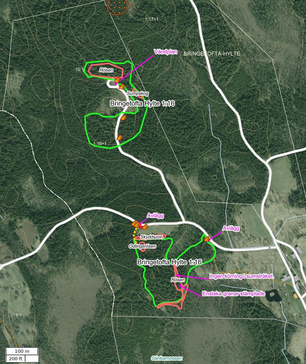 Traktdirektiv 2018-01-15 22:44 Bringetofta Hylte 1:16 Hushållningssällskapet Skog Detaljkarta Skala: ~1:5000