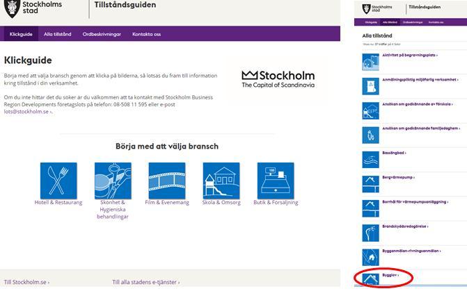 9 (23) Figur 1. Bild över Helsingborgs webbsida som visar e-tjänster inom bo, bygga och miljö.