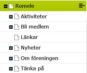 Klicka dig fram till er förening 3 Er förenings namn skall stå här 4 Klicka på: plustecknet så öppnas alla era underflikar upp och nedanstående meny kommer