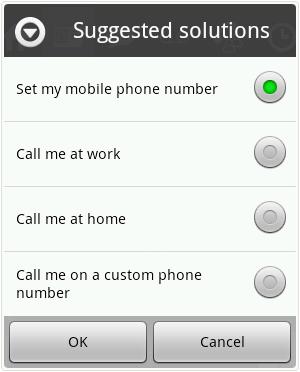 Ringa samtal Den här uppgiften Ange din samtalsenhet genom att trycka på ikonen Samtalsenhet i statusfältet. Standardenheten är Mobil. Appen hämtar automatiskt numret för Mobil från enhetens SIM-kort.