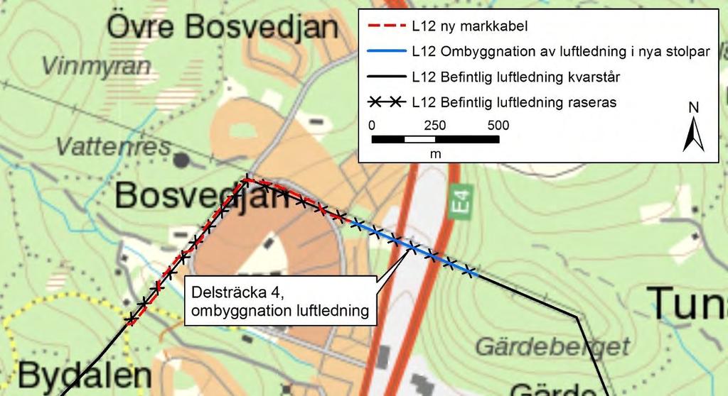 Figur 3.6. Principskiss kabelschakt för en 130 kv kraftledning med aktuell överföringskapacitet. 3.2.