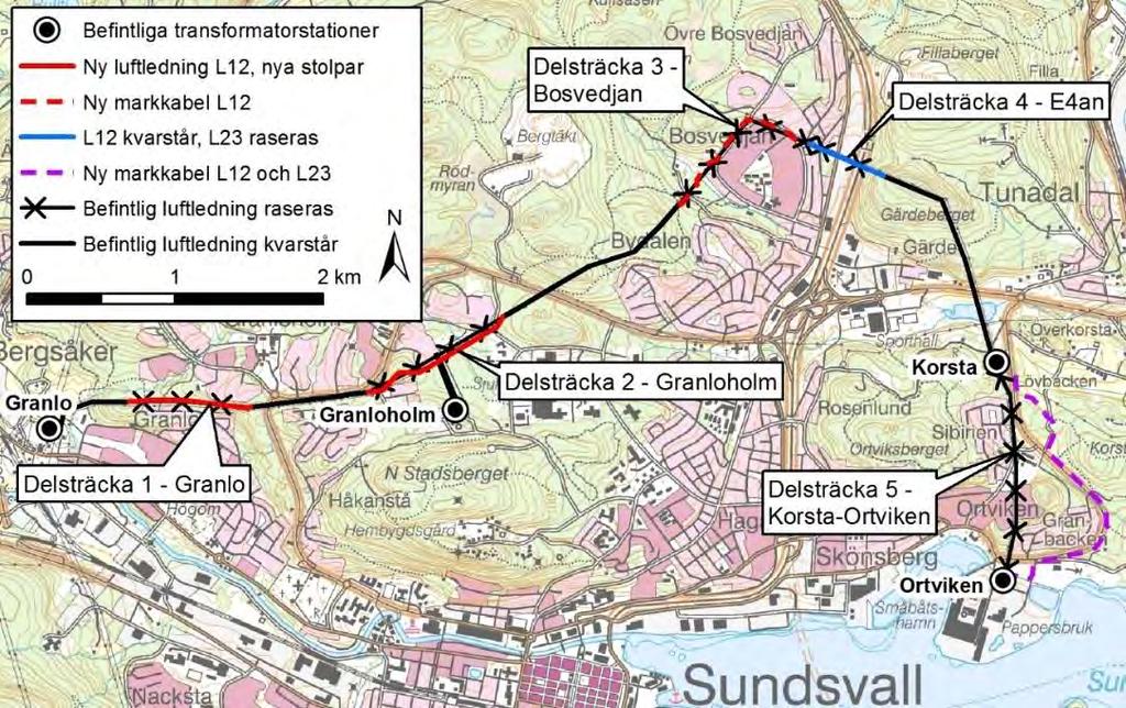 remissrunda från Ei har synpunkter framkommit avseende ledningens utförande på vissa delsträckor där ledningen idag är belägen i anslutning till bostäder och verksamheter.