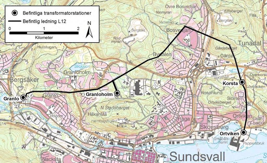 1 Inledning 1.1 Bakgrund E.ON Energidistribution AB (nedan E.ON Energidistribution) äger och driver den befintliga 130 kv kraftledningen L12 mellan Granlo och Ortviken i Sundsvalls kommun.