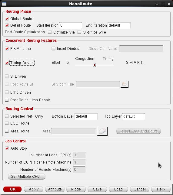 6.4 Cadence Encounter Manual 91 Figure 6.26: Nano router settings. Post Route CTS When the routing is complete; CTS has to be performed for last time.