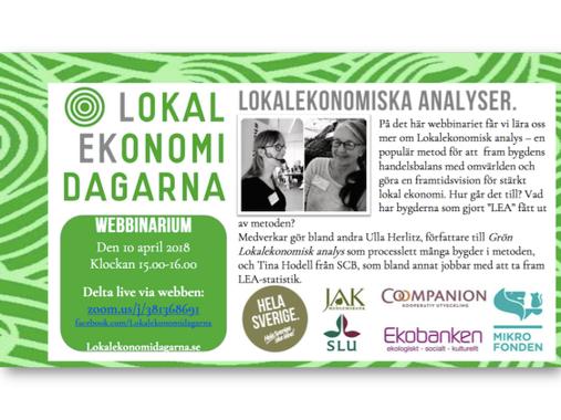 Lokalekonomi och deltagande demokrati Tillsammans med Hela Sverige ska leva och Lokalekonomidagarna vill vi bidra till folkbildning om lokalekonomiska möjligheter och sprida kunskap om metoder för